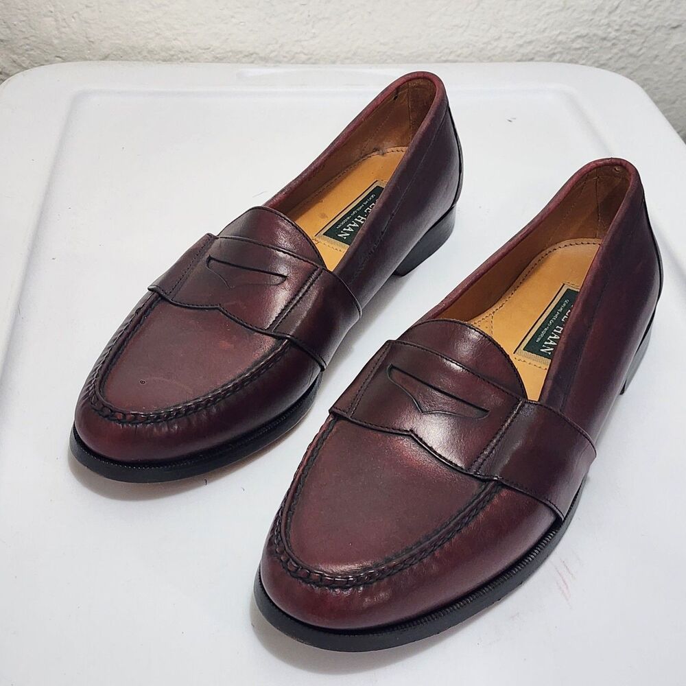 Cole Haan Made In U.S.A. Maroon Leather Shoes Penny Loafers Slip On Mens 11.5D - Picture 12 of 16